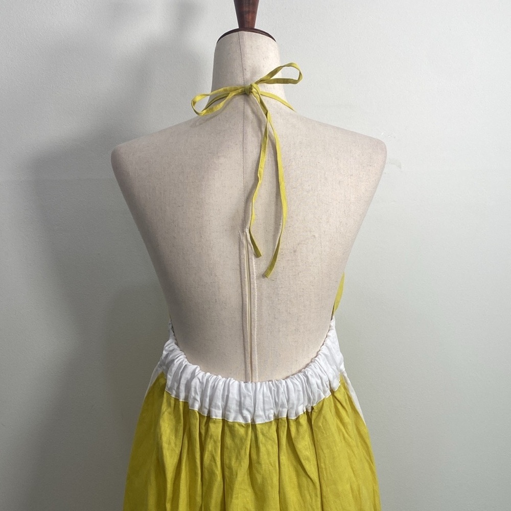 Fanm Mon Halter Linen Dress Medium Floral Embroidered NWT - Picture 9 of 14